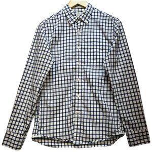 J. Crew Men's Slim Fit Button Down Shirt Long Sleeve Size S Navy White Check